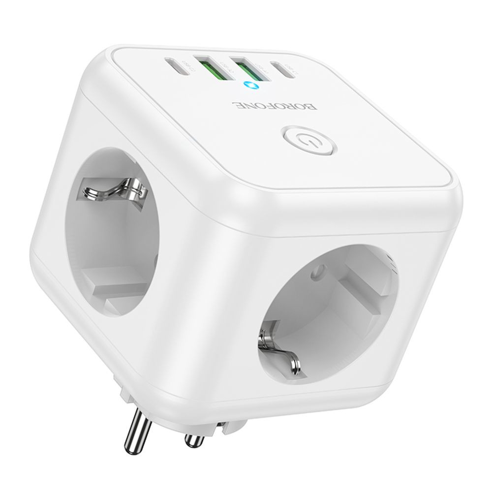 Мережевий подовжувач Borofone BAC11, 3xSocket/2xType-C/2xUSB-A, PD 40W, QC 3.0, White - 4