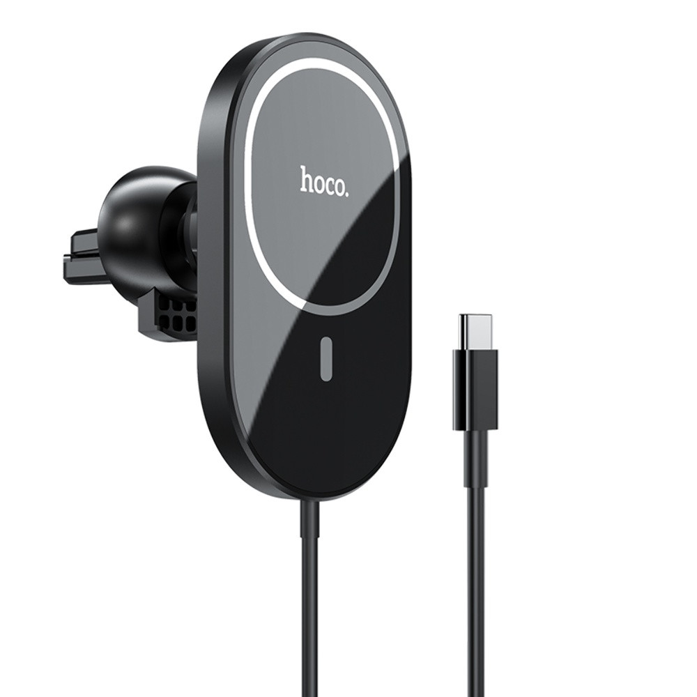Автотримач Hoco CA90, Wireless Charging MagSafe, 15W, Black - 1
