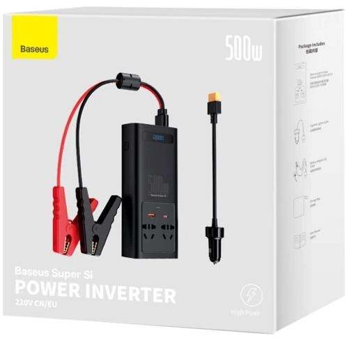 Автомобільний інвертор Baseus Super Si Power Inverter 500W (220V CN/EU ) Black - 3