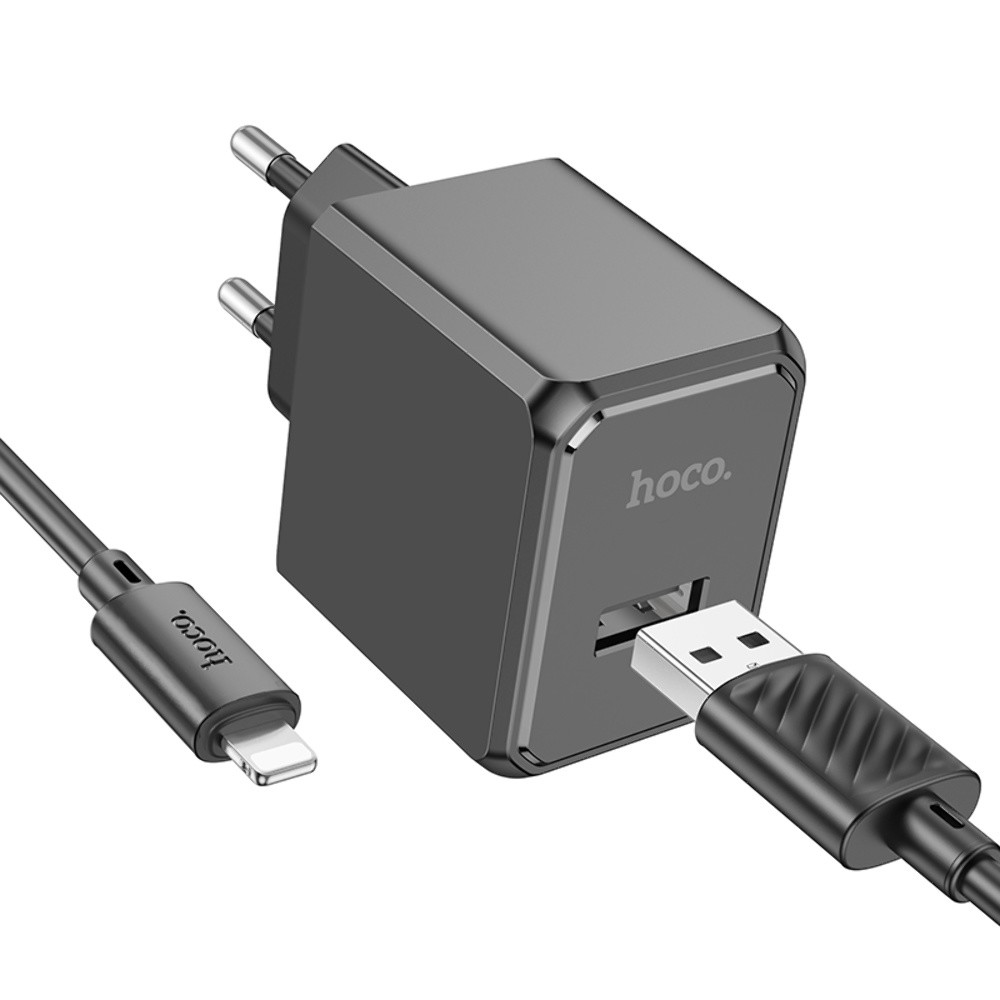 Мережевий зарядний пристрій Hoco CS11A, Cable Lightning, Black - 1