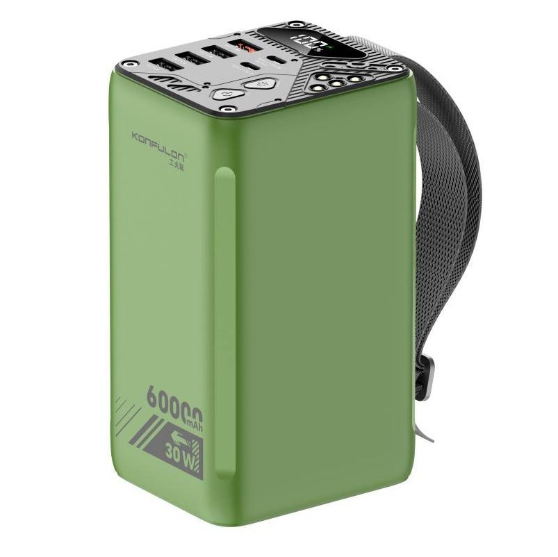 Універсальна мобільна батарея Konfulon A47Q, PD 30W, 60000 mAh, 6xUSB-A, 2xUSB-C Green - 1