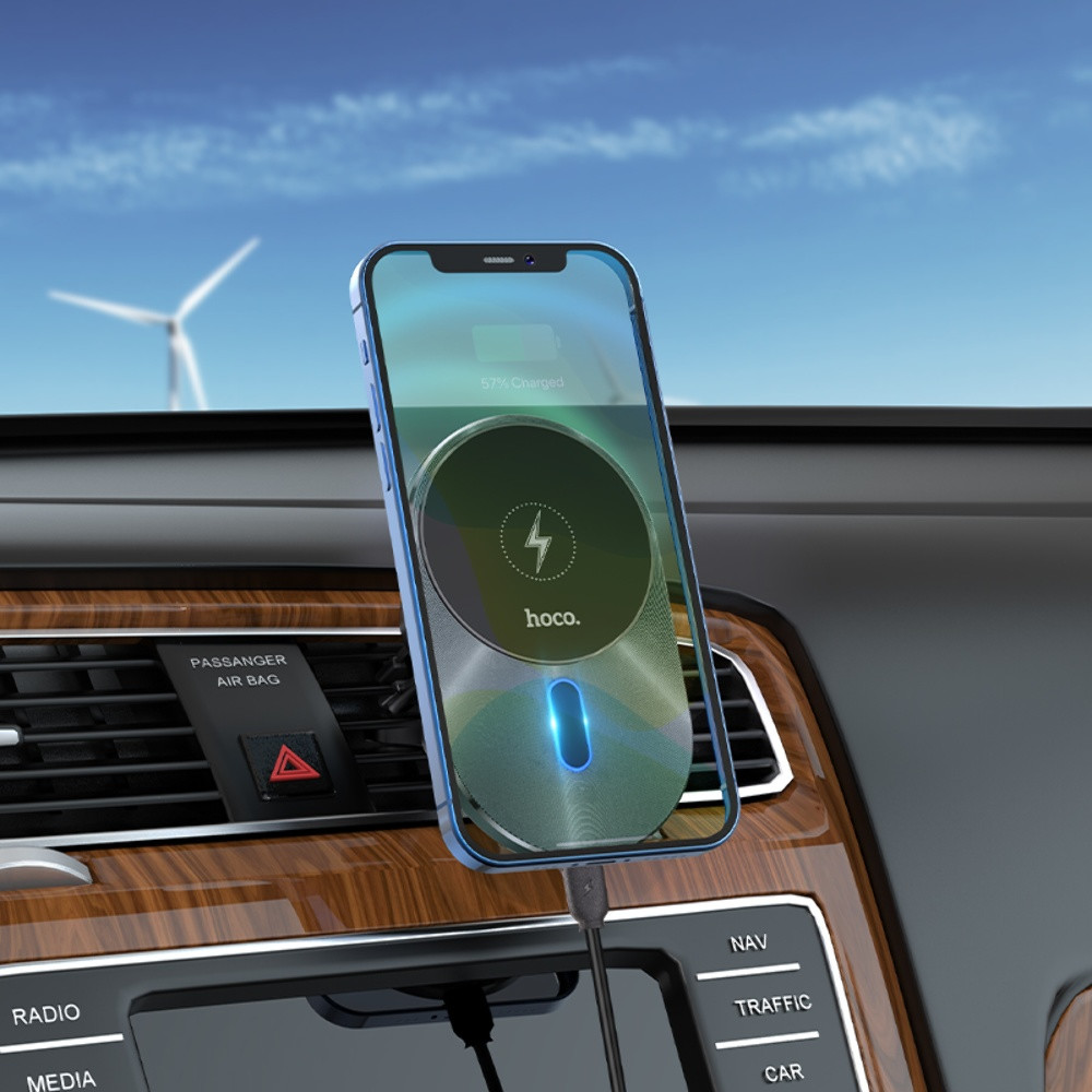 Автотримач Hoco CA91, Wireless Charging MagSafe, 15W, Space Grey - 9