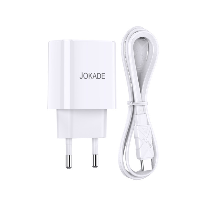 Мережевий зарядний пристрій Jokade JB042, Cable Type-C to Type-C, PD 20W, White - 3
