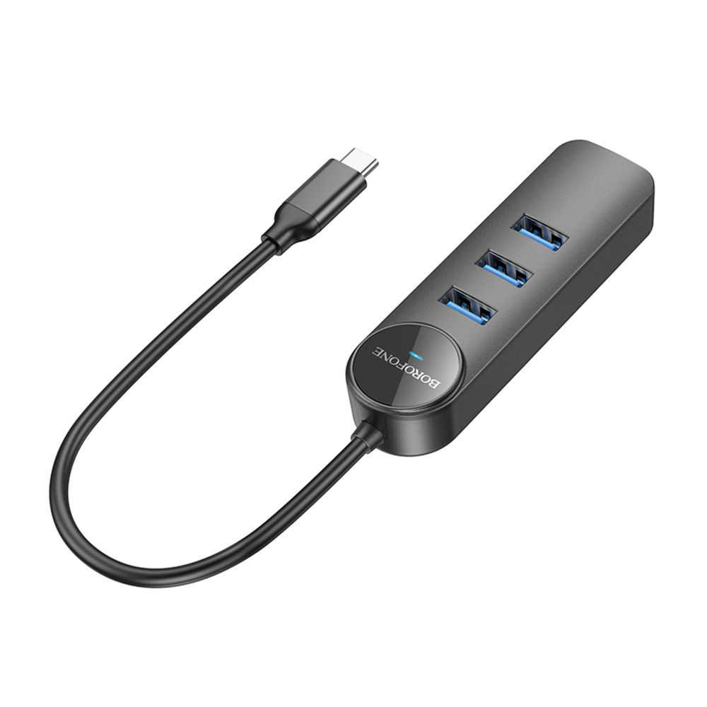 USB-хаб Borofone DH5, 4 in 1, Type-C to 4xUSB 3.0, 0.2m, Black - 5