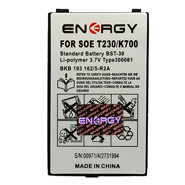 Акумулятор iENERGY SONY ERICSSON BST-30 K700 (800 mAh) - 1