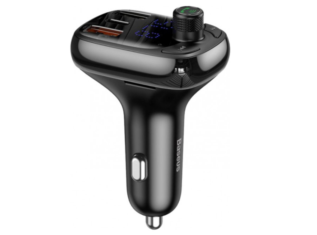 АЗП з FM-модулятором Baseus T typed S-13 Bluetooth MP3 car charger Black - 1