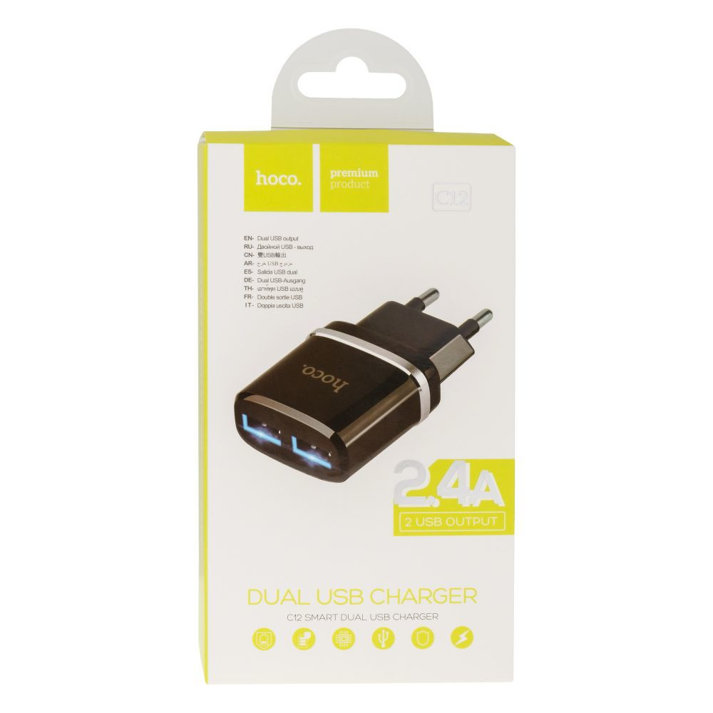 Мережевий Зарядний Пристрій Hoco C12 2 USB White - 3
