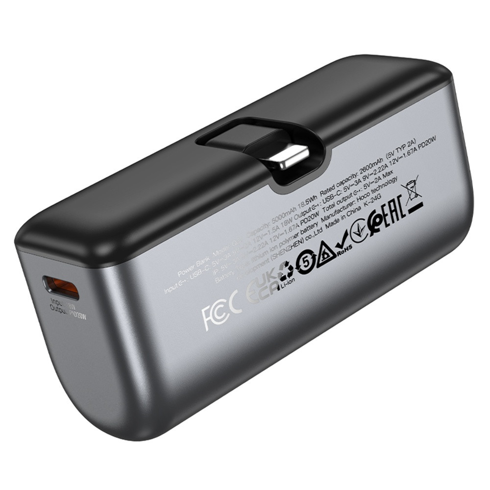 Універсальна мобільна батарея Hoco Q31 5000mAh PD 20W + кабель Lightning, Black - 4