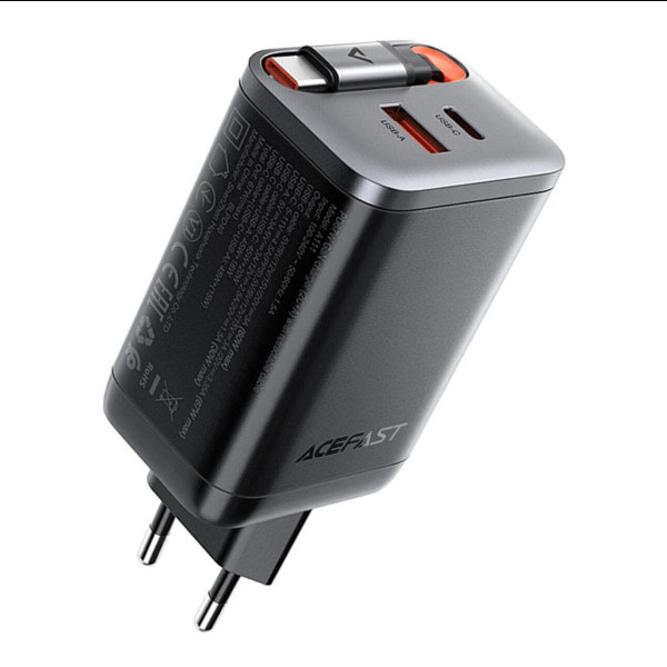 Мережевий зарядний пристрій Acefast A111, PD 67W, GaN, Cable Type-C, Black - 2