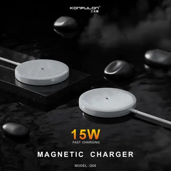 Безпровідний зарядний пристрій Konfulon Q08, MagSafe 15W, Cable Type-C White - 2