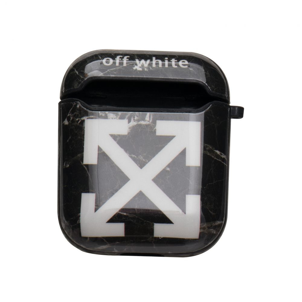 Silicone Case for AirPods Glossy Brand Ofwhite black - 1