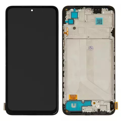 Дисплейний модуль для Xiaomi Poco M5s, Redmi Note 10, з рамкою, High Copy, Small OLED, Black - 1