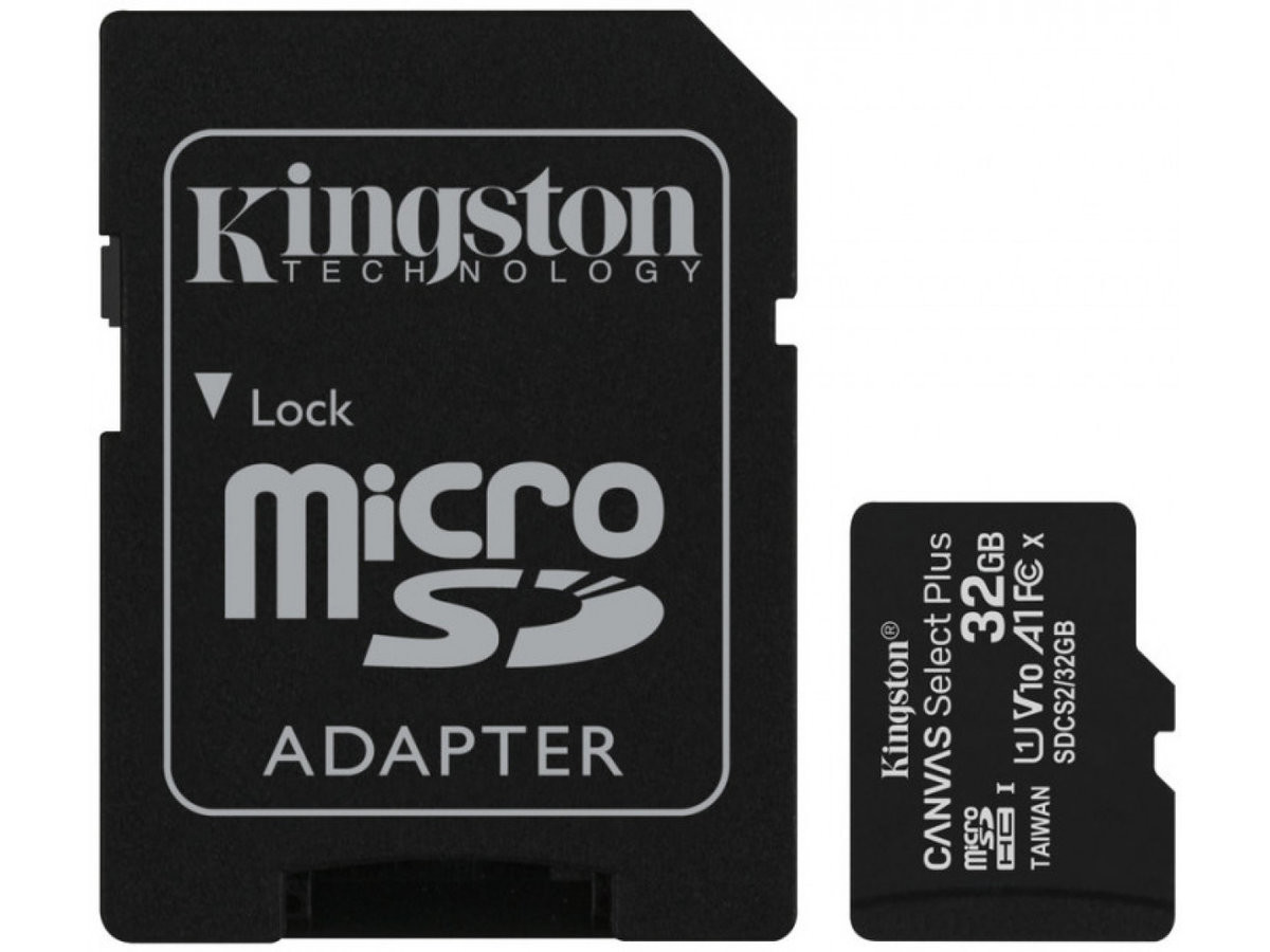 Карта пам'яті Kingston Canvas Select Plus 32Gb microSDHC (UHS-1) class 10 А1 (R-100MB/s) (adapter SD - 4
