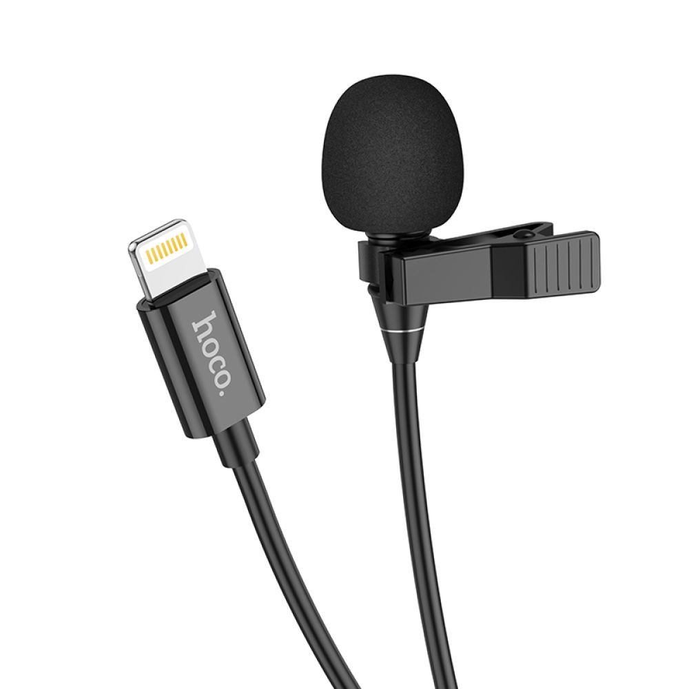 Мікрофон петличний провідний Hoco L14, Lightning, Black - 7