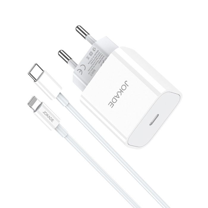 Мережевий зарядний пристрій Jokade JB069, Cable Type-C to Lightning, 27W, White - 3