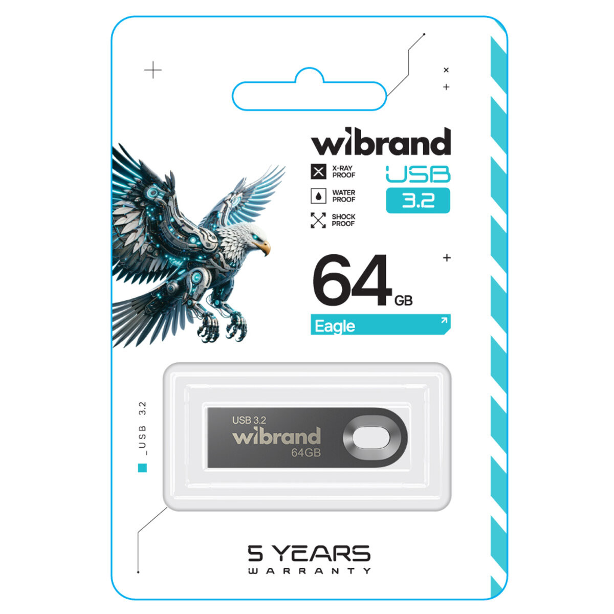 Флешка Wibrand Eagle, USB 3.2 Gen 1, 64GB, Gray - 1