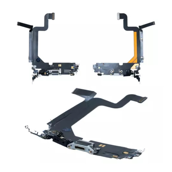 Шлейф для iPhone 14 Pro Max, з роз'ємом зарядки та мікрофоном, Original PRC, Silver - 1