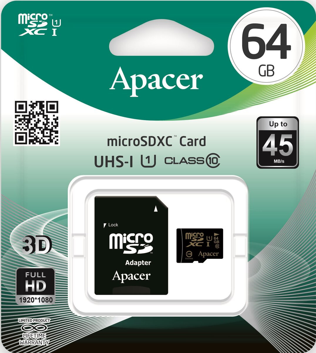 microSDXC (UHS-1) Apacer 64Gb class 10 (adapter SD) - 2