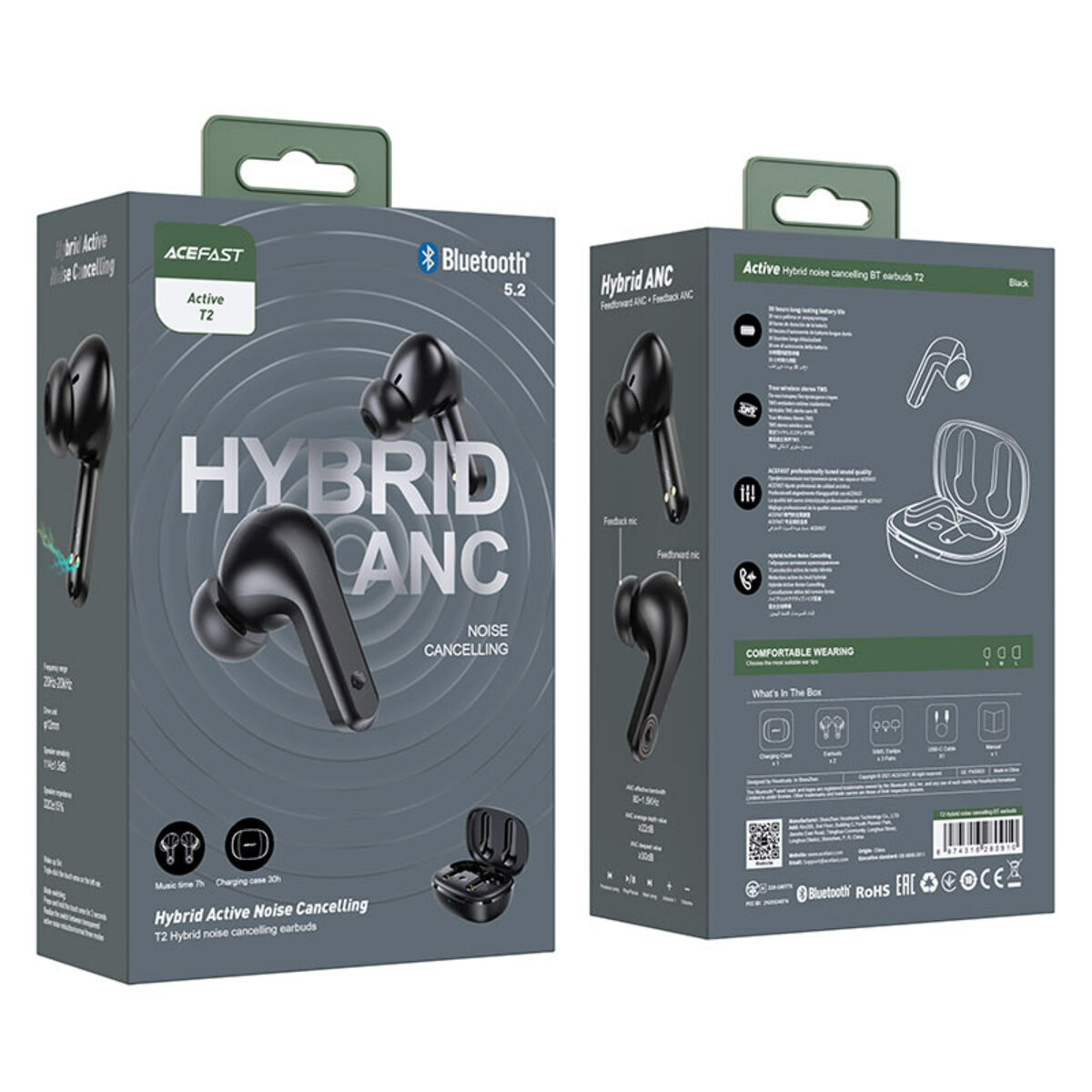 Навушники ACEFAST T2 Hybrid noise cancelling BT earbuds - 4