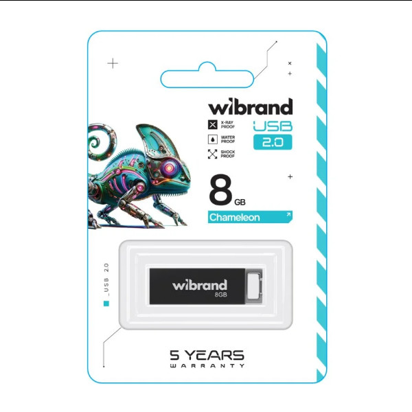Флешка Wibrand Chameleon, USB 2.0, 8Gb, Black - 2