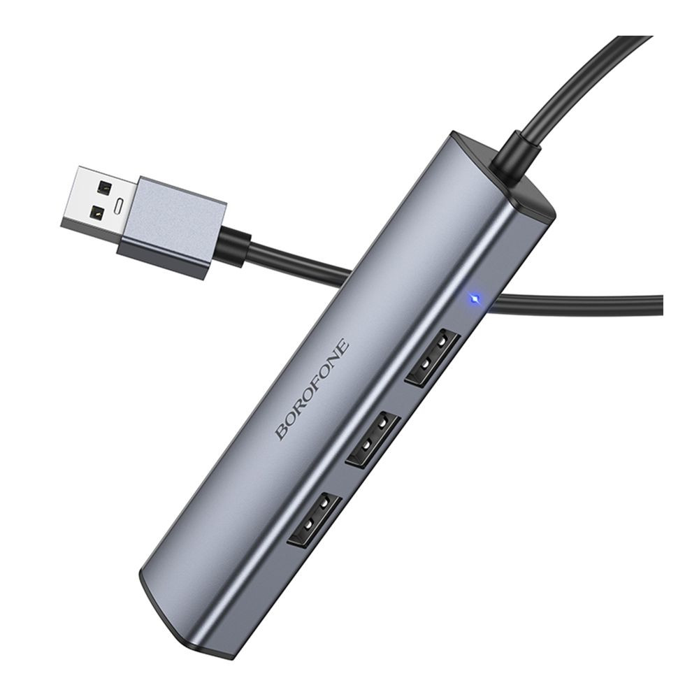 USB-хаб Borofone DH12, 4 in 1, USB-A to 4xUSB 3.0, 1.2m, Gray - 10