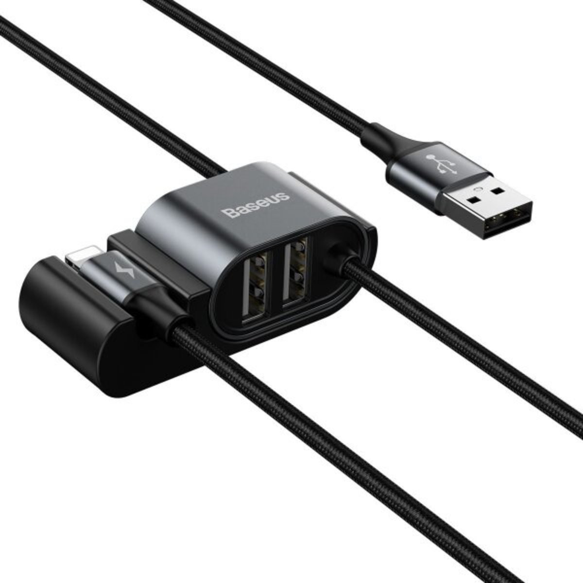 Кабель Baseus Special Data Cable for Backseat (Lightning+Dual USB) Black - 1