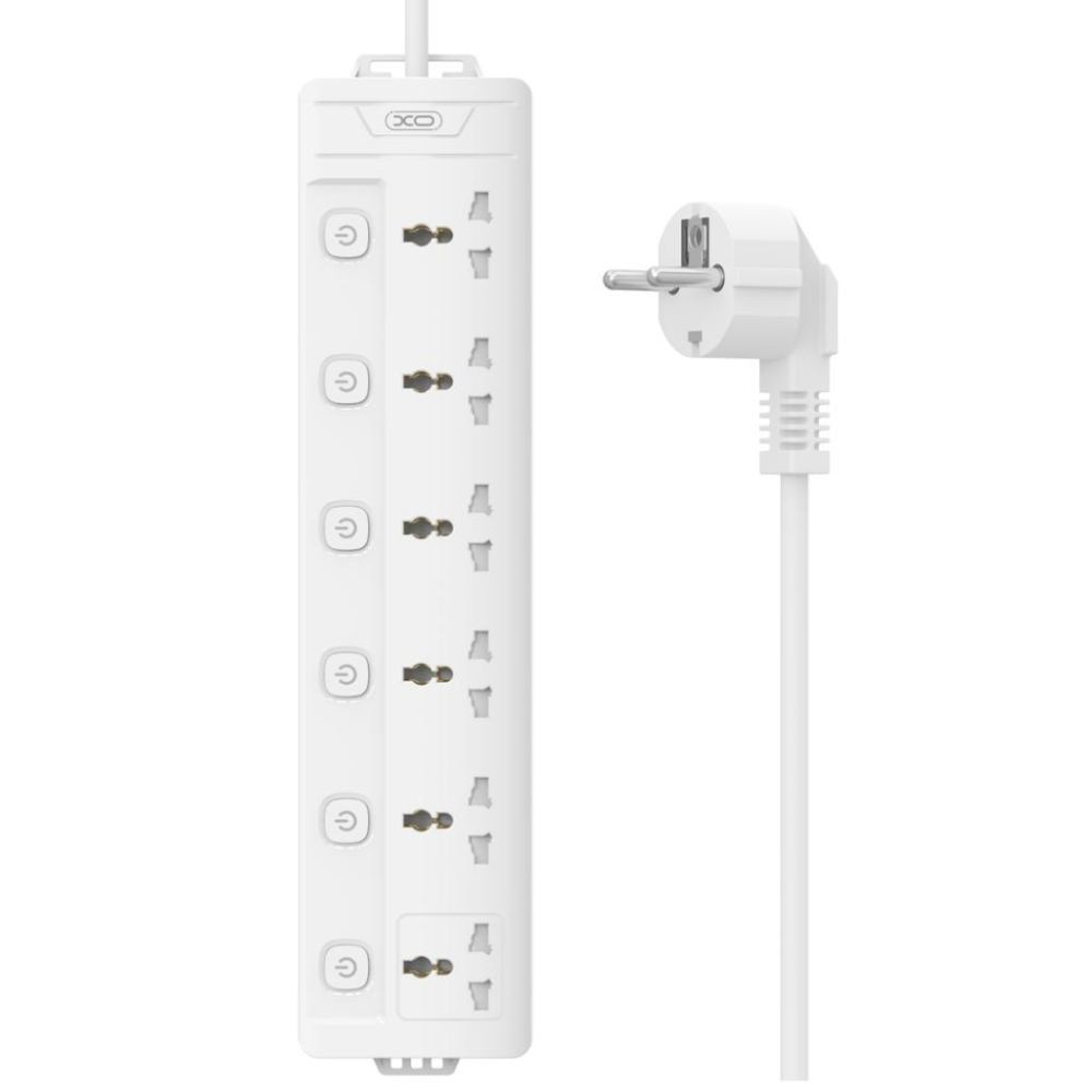 Мережевий подовжувач XO WL18, 6xSocket, 2m, White - 1