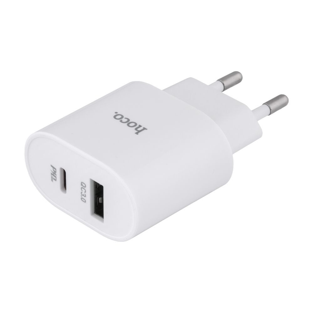 Мережевий зарядний пристрій Hoco C95A, Cable Type-C to Lightning, PD 20W, QC 3.0, White - 7