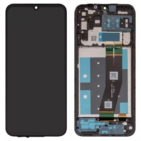 Дисплейний модуль для Samsung A145 Galaxy A14, з рамкою, Original PRC, з чорним шлейфом, Black - 1