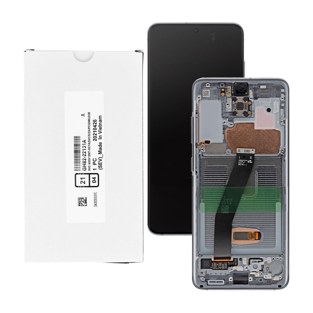 Дисплейний модуль Samsung G980 Galaxy S20 Cosmic Grey, GH82-22131A, з рамкою, Service Pack Original - 1
