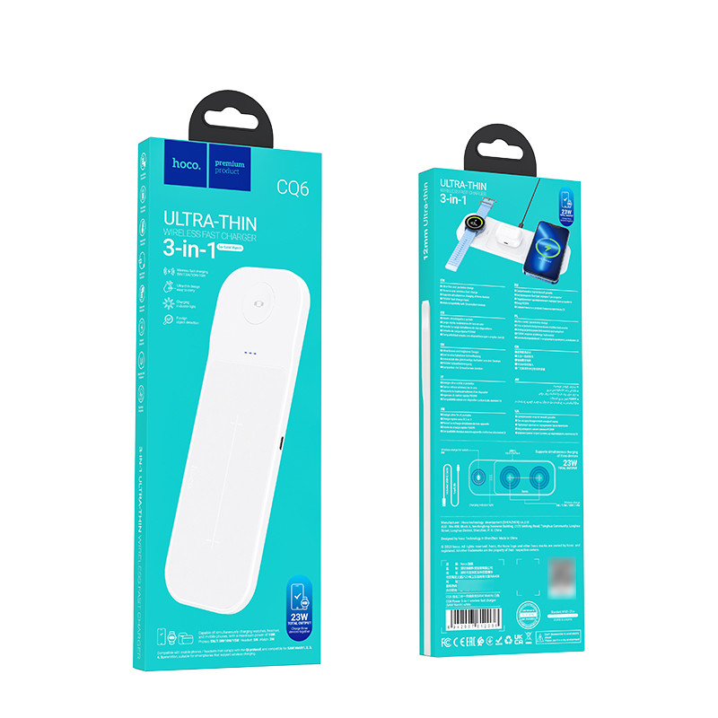Безпровідний зарядний пристрій Hoco CQ6, 3 in 1, 23W, White - 9