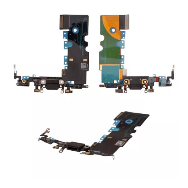 Шлейф для iPhone 8, iPhone SE 2020, iPhone SE 2022, із роз'ємом зарядки та мікрфоном,High Copy,Black - 1