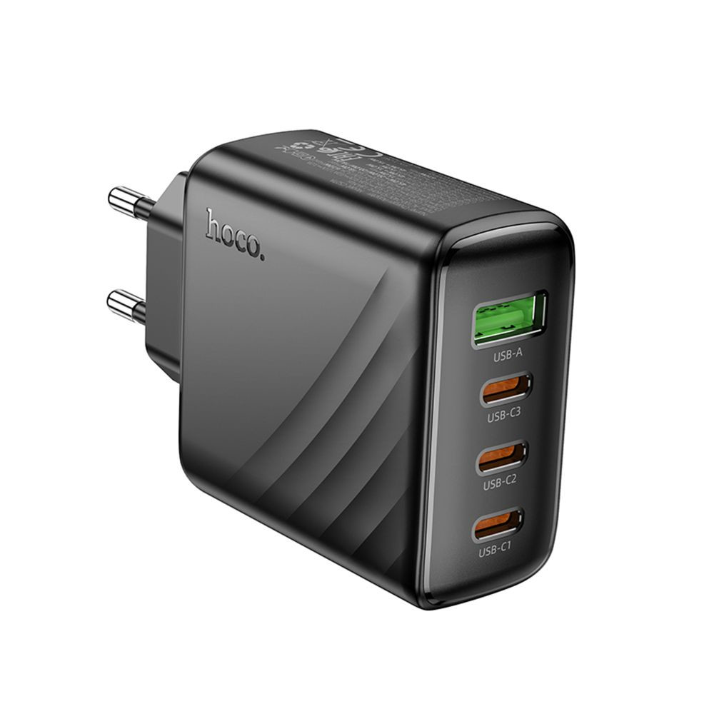 Мережевий зарядний пристрій Hoco CS27A, 3xType-C, 1xUSB-A, PD 67W, QC 3.0, Black - 10