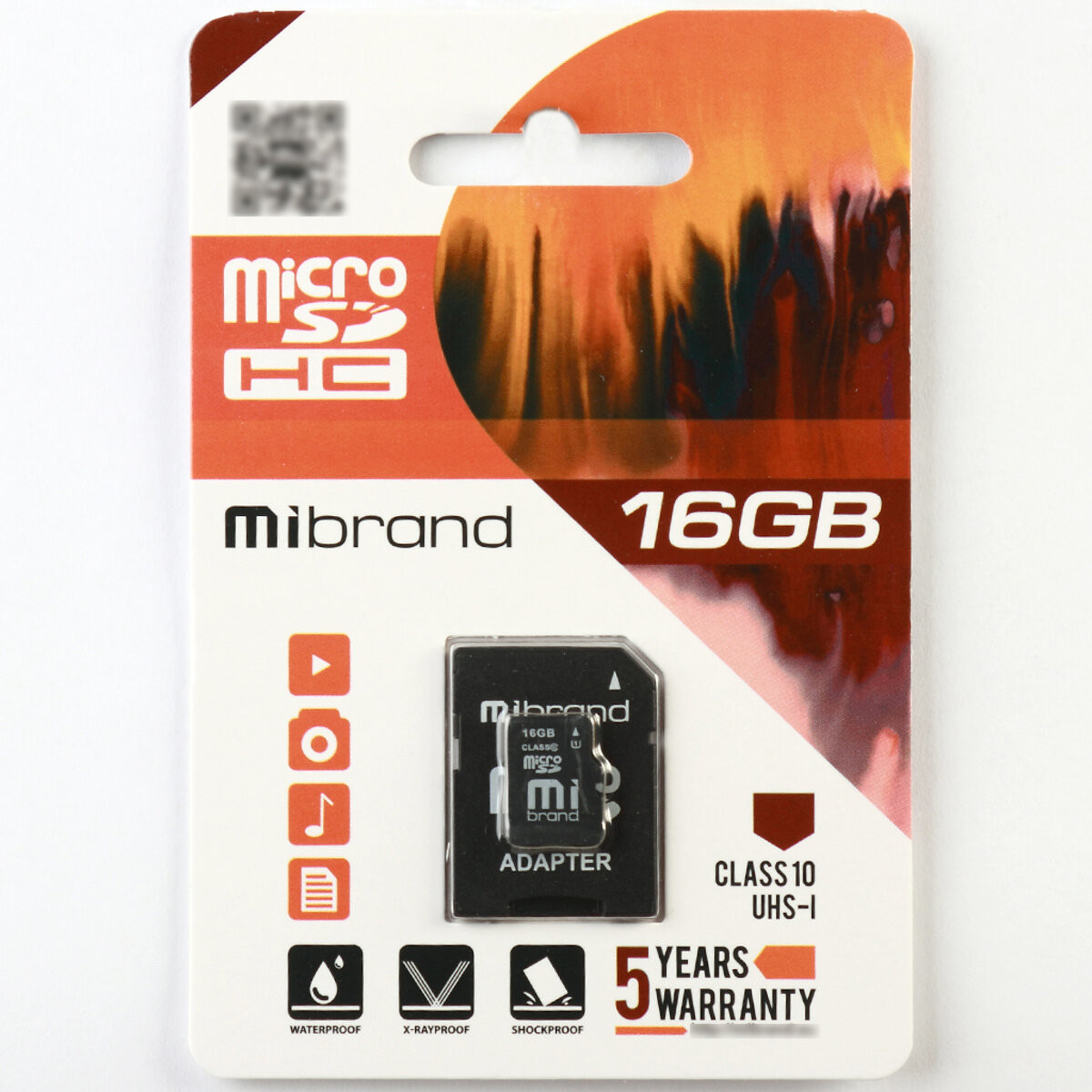 Карта пам'яті Mibrand 16Gb microSDHC (UHS-1) class 10 (adapter SD) - 1