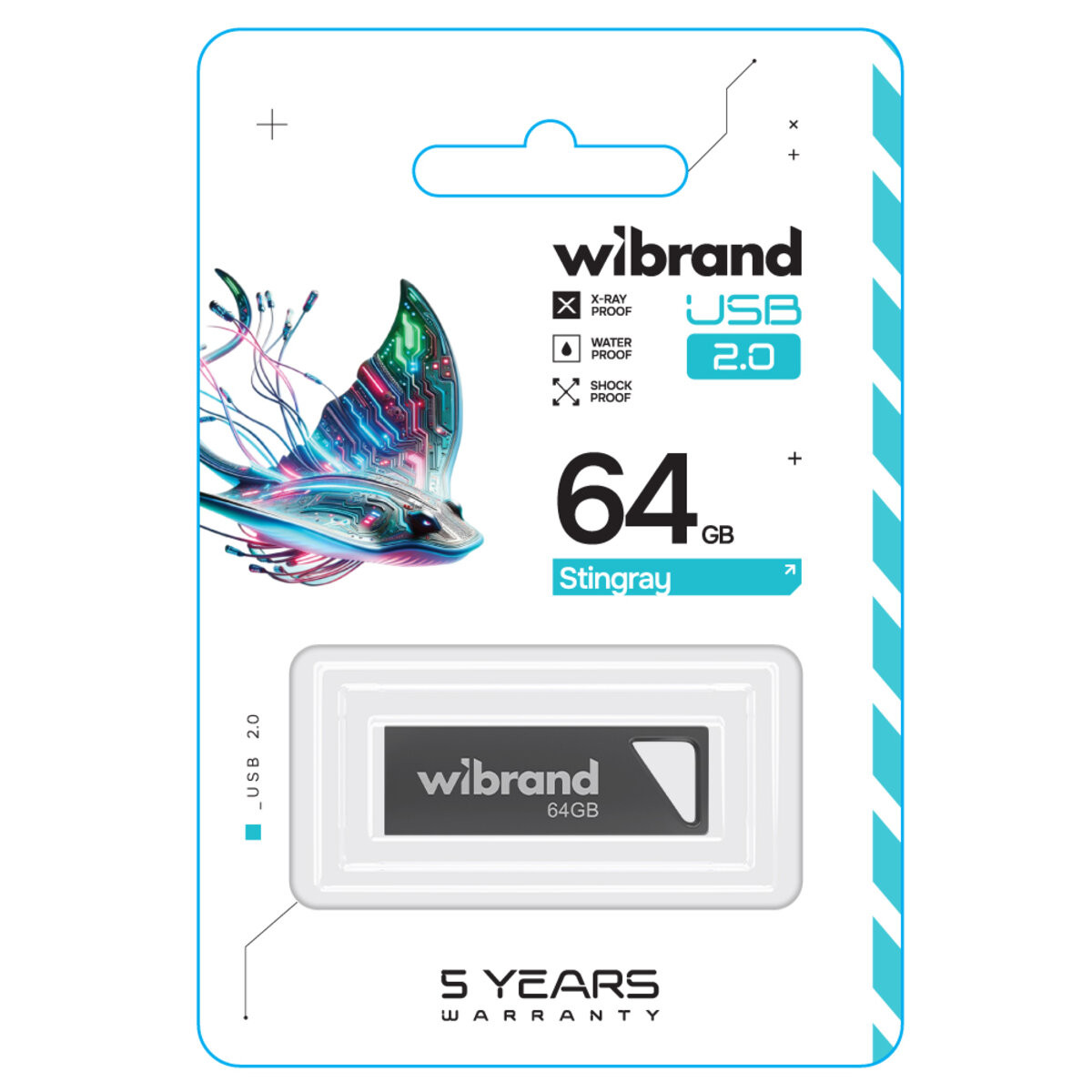 Флешка Wibrand USB 2.0 Stingray 64Gb Grey - 2