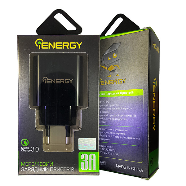 Зарядний пристрій iEnergy HC-3Q Travel Adapter, 3А, QC3.0 - 4