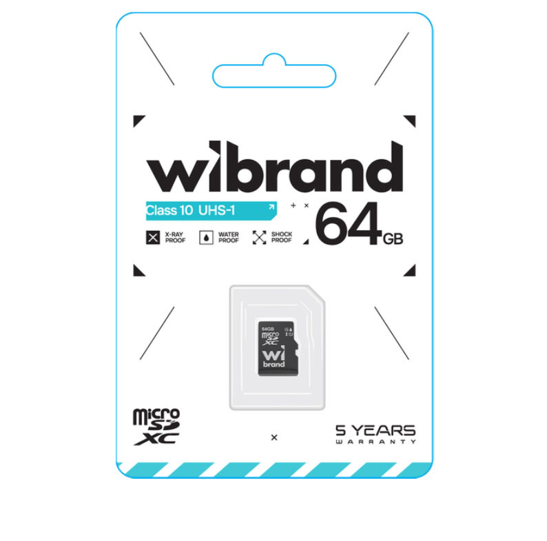 Карта пам'яті Wibrand,  64Gb, micro SDXC UHS-1, class 10  - 1