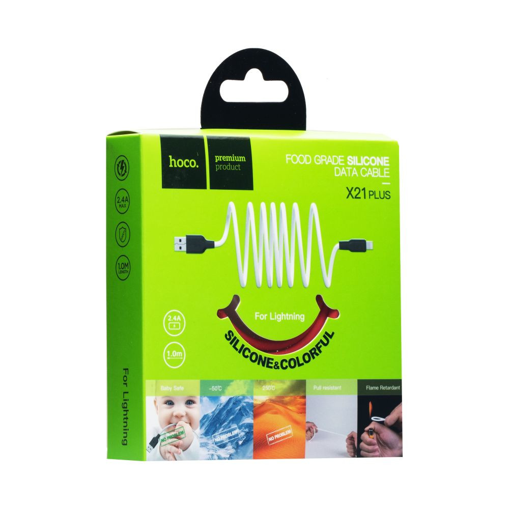 Кабель Hoco X21 Plus, Lightning, 1m, Black-Red - 8