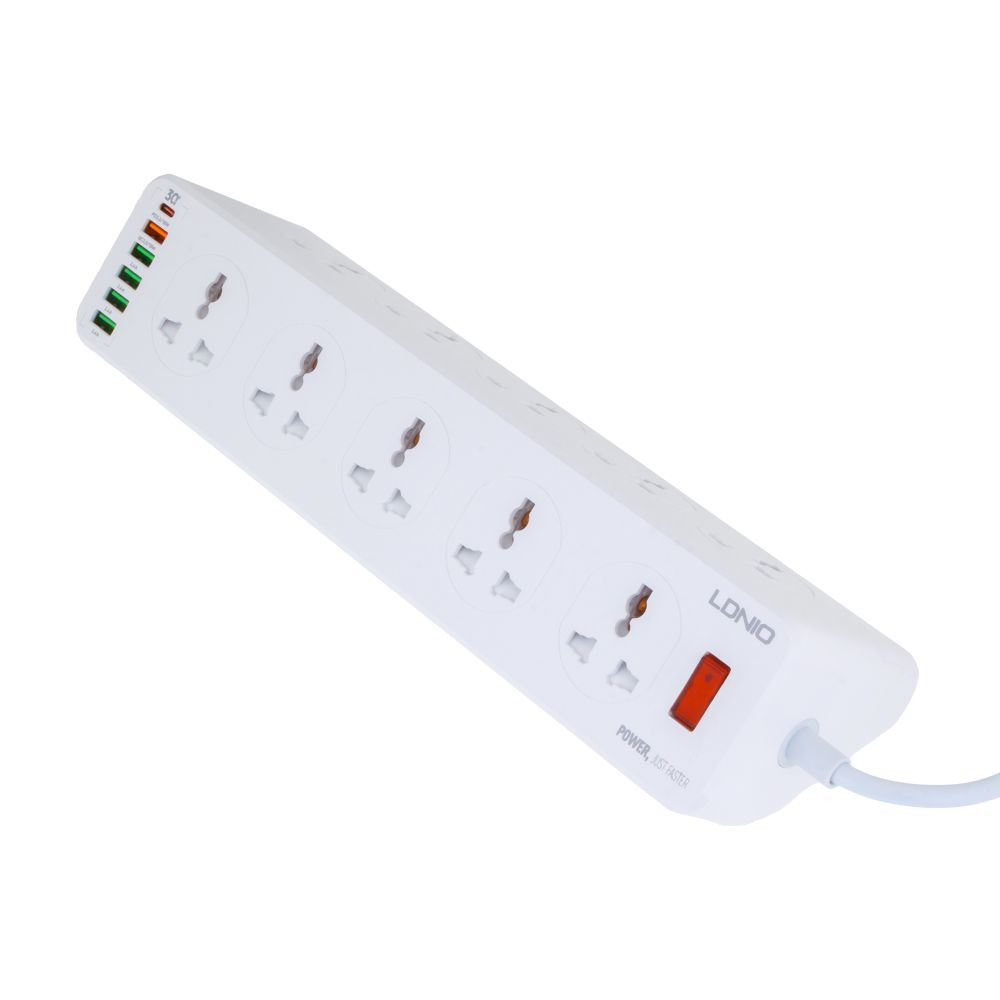 Мережевий подовжувач LDNIO SC10610, 10xSocket/1xType-C/5xUSB-A, QC 3.0, 2m, White - 7
