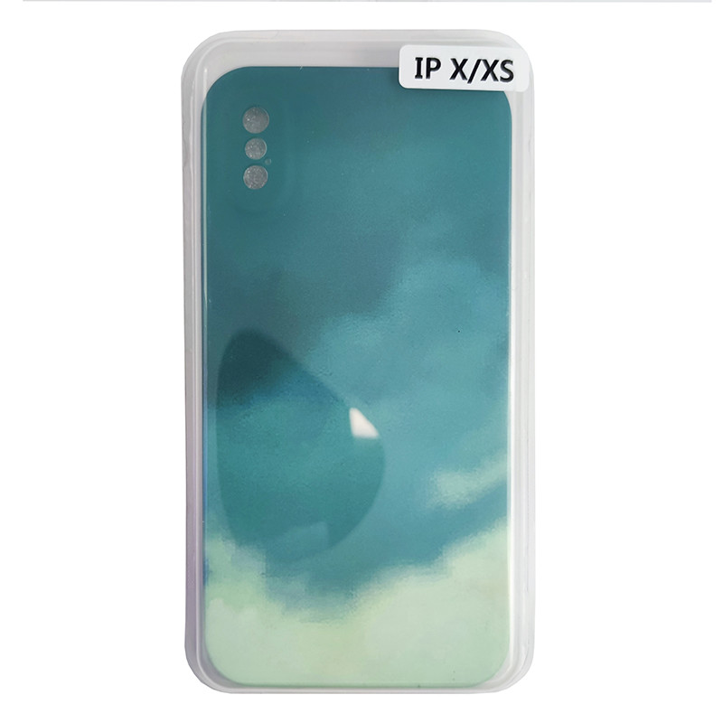 Чохол Silicone Water Print iPhone X/XS Mix Color Green - 1