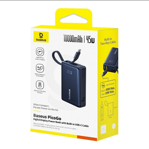 Універсальна мобільна батарея Baseus PicoGo, 10000mAh, 45W, Cosmic Black - 2