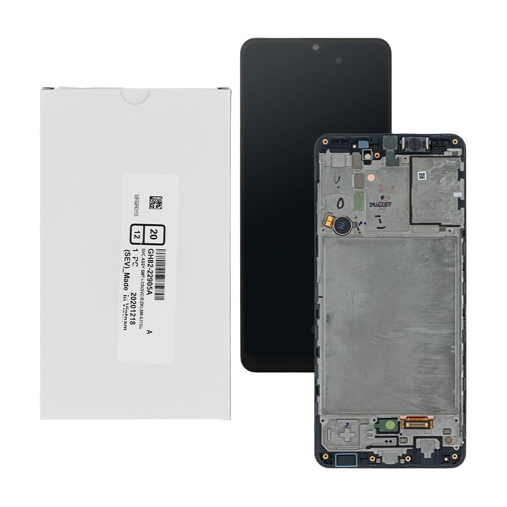 Дисплейний модуль Samsung A315 Galaxy A31, GH82-22761A, з рамою, Service Pack Original, Black - 1