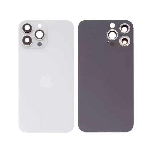 Задня панель корпуса для iPhone 13 Pro Max, срібляста, біла, із склом камери, Silver, small hole - 1