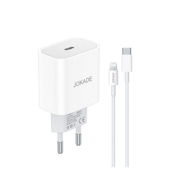 Мережевий зарядний пристрій Jokade JB069, Cable Type-C to Lightning, 27W, White - 1