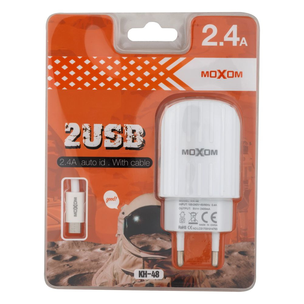 Мережевий Зарядний Пристрій Moxom KH-48 Micro White - 1