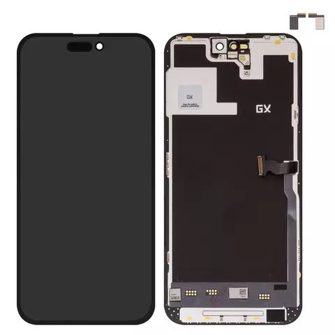 Дисплейний модуль для iPhone 14 Pro Max, High Copy, без мікросхеми, AMOLED, GX OEM soft, Black - 1