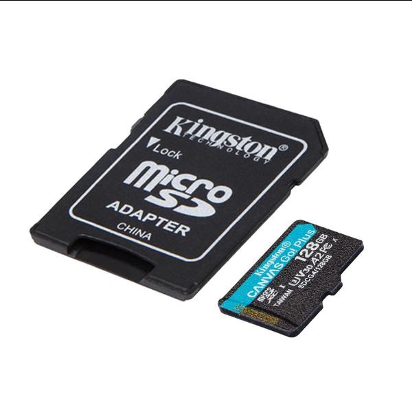 Карта пам'яті Kingston Canvas Go! Plus, 128Gb, micro SDXC UHS-1 U3, class 10, A2 V30, adapter SD - 3