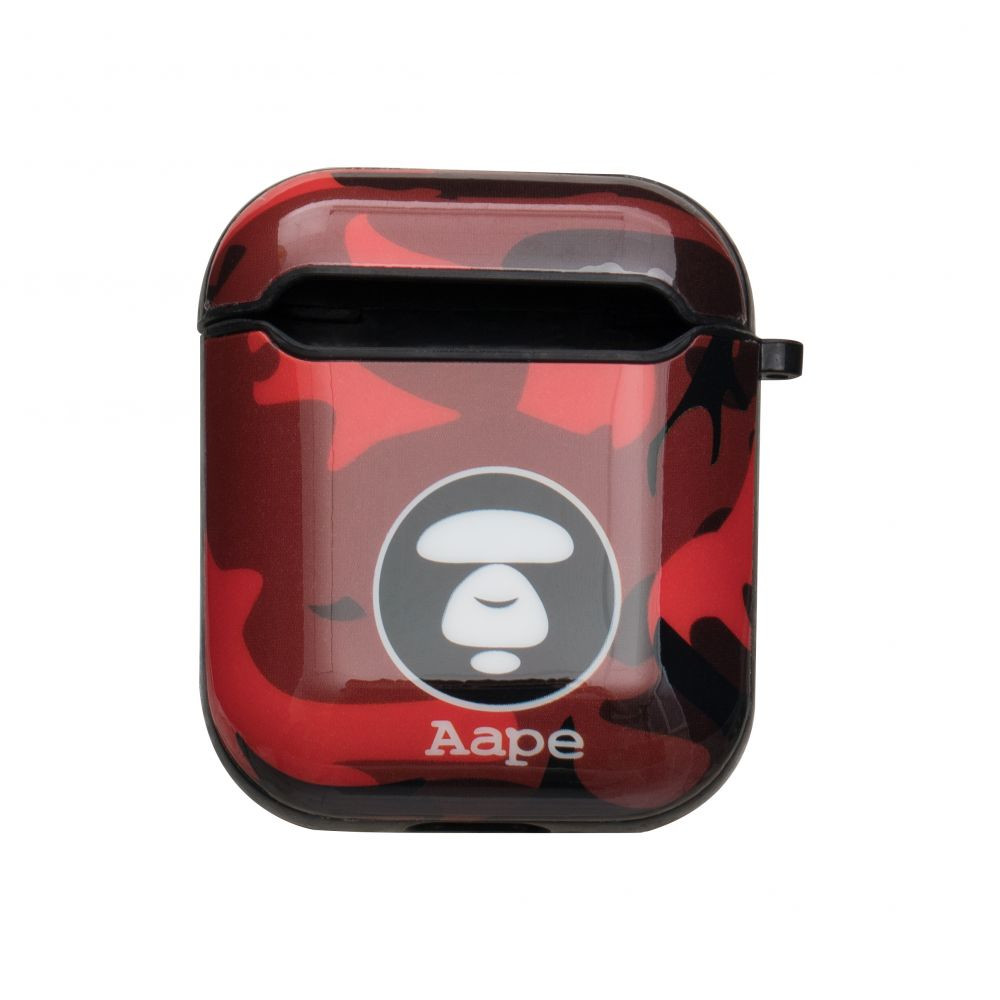 Silicone Case for AirPods Glossy Brand Aape red - 1