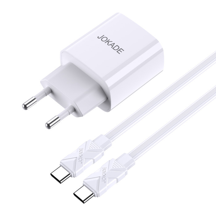 Мережевий зарядний пристрій Jokade JB042, Cable Type-C to Type-C, PD 20W, White - 2