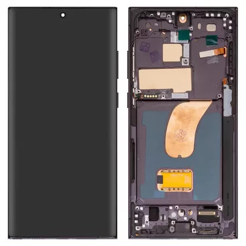 Дисплейний модуль для Samsung S918 Galaxy S23 Ultra, з рамкою, High Copy, OLED, Black - 1